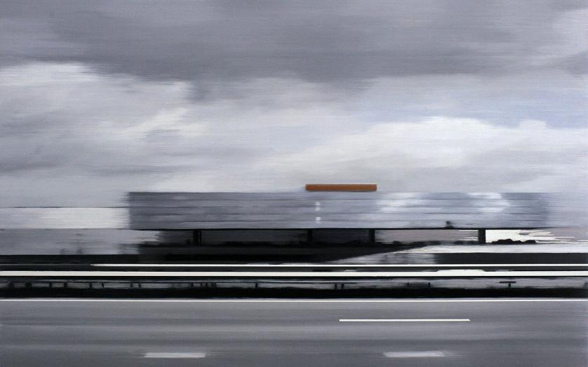 Factory along Highway 2014 oil on wood 100 x 160 - Jan Ros 