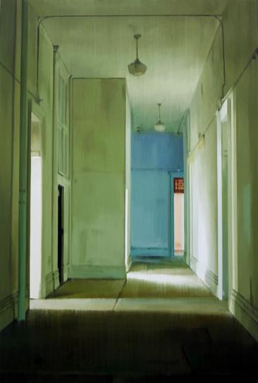 Hallway 2023 oil on wood 122 x 82 cm - Jan Ros 