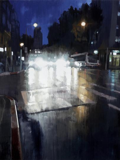 Night Traffic 2017 oil on wood 110 x 82,5 cm