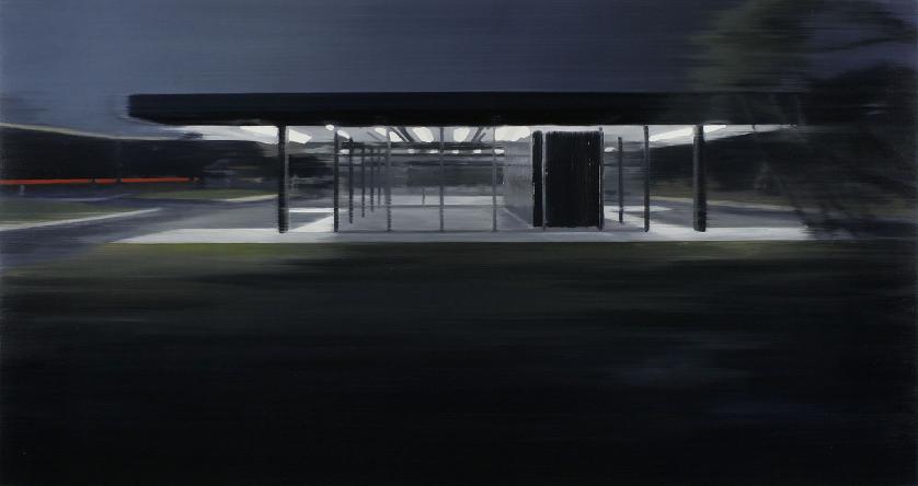 Service Gas Station 2012 oil on wood 85 x 162 cm - Jan Ros 