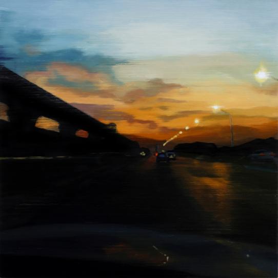 Sunset 2022 oil on wood 40 x 40 cm - Jan Ros 