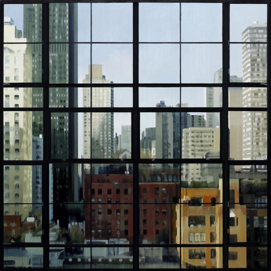 Window View 2018 oil on wood 135 x 135 cm - Jan Ros 