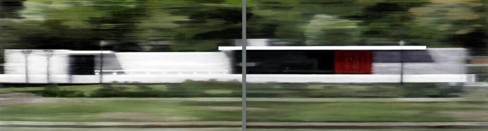 Barcelona Pavillion 2007 oil on wood dyptich