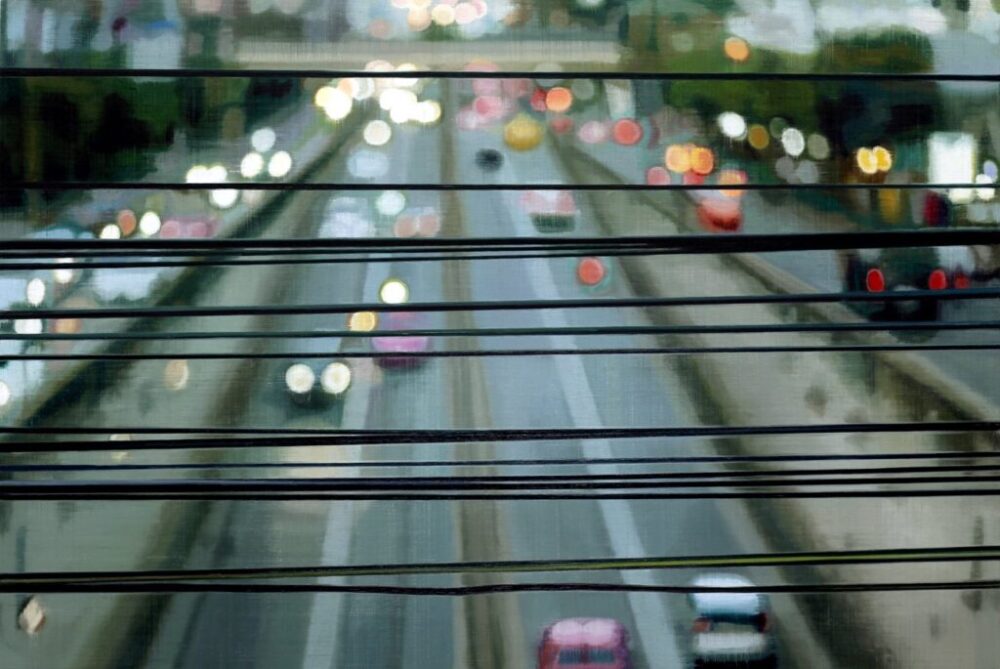 Evening Traffic 2024 oil on wood 95 x 142 cm