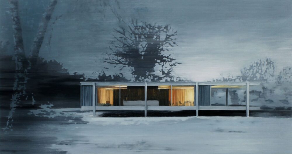 FH by Night 2014 oil on wood 95 x 180 cm