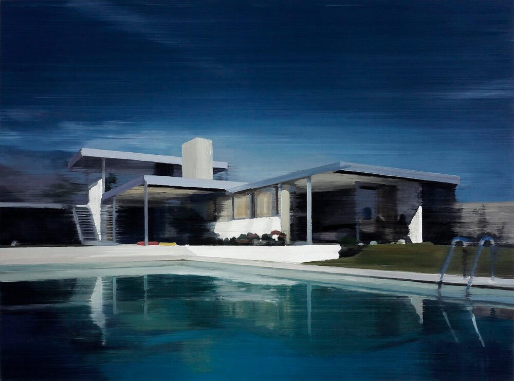 Kaufmann House (Neutra) 2016 oil on wood 65 x 88