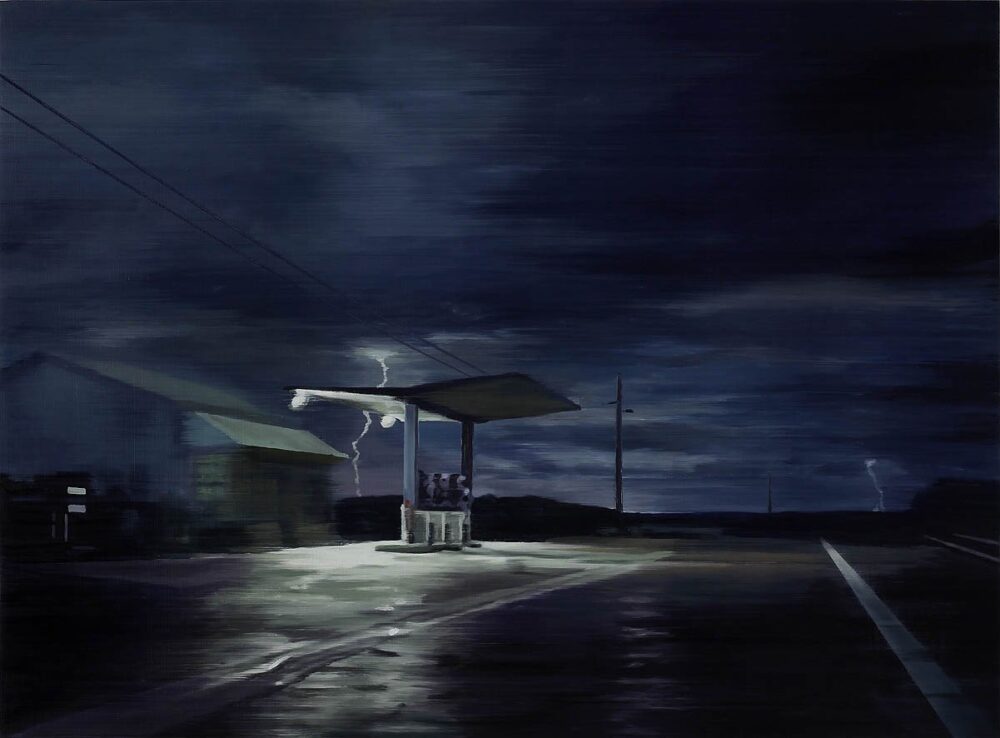 Lightning 2016 oil on wood 90 x 122 cm