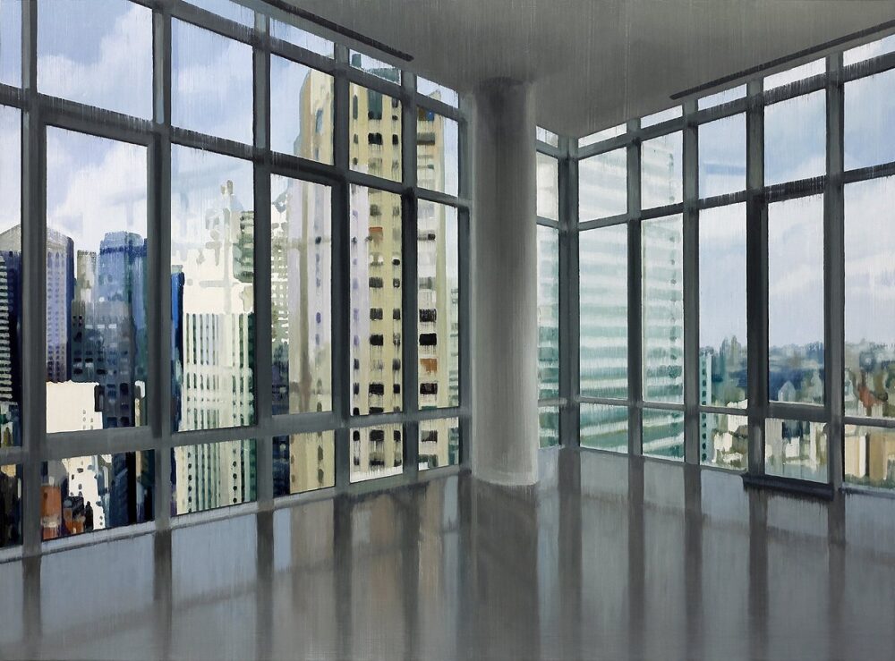 Penthouse Corner 2018 oil on wood 107 x 145 cm