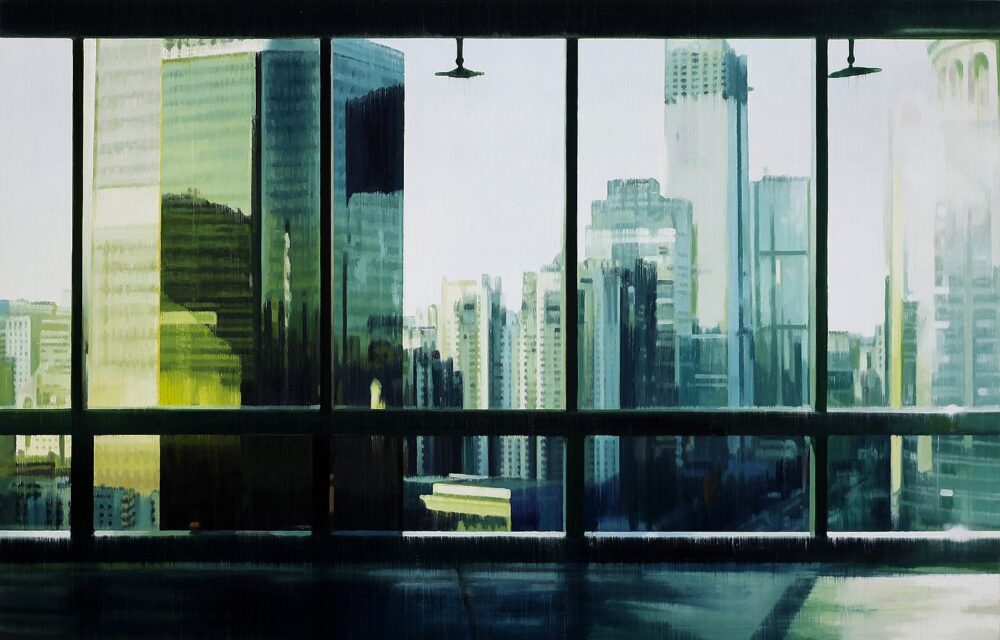 Reflections 2018 oil on wood 96 x 150 cm