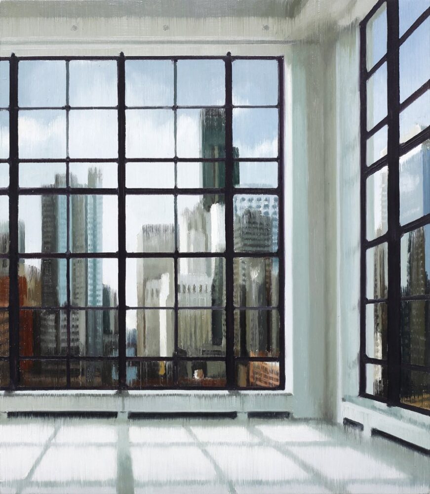 Urban Penthouse 2025 oil on wood 35 x 30 cm