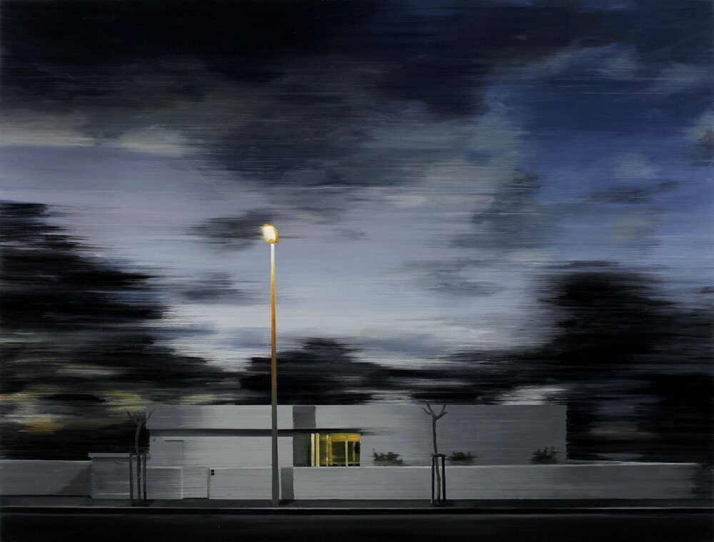 Villa by Night 2014 oil on wood 93 x 122 cm