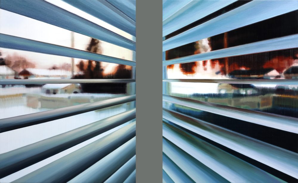 Snow 2026 oil on wood dyptich each 70 x 52 cm